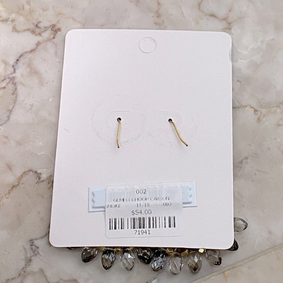 BRAND NEW Gemelli Carson Smoke Crystal Hoop Earrings - Picture 3 of 3